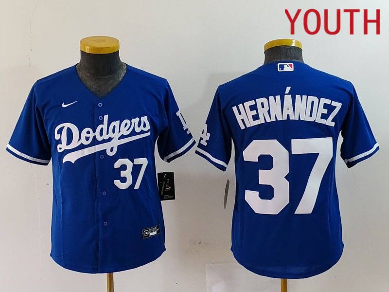 Youth Los Angeles Dodgers #37 Hernandez Blue Nike Game 2024 MLB Jersey style 7243->youth mlb jersey->Youth Jersey